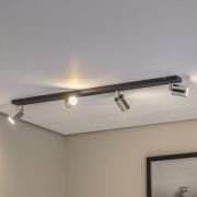 Deckenlampe Tune II, schwarz/chrom, Metall, 4-flg., länglich