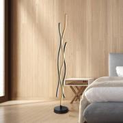 LED-Stehlampe Geronimo, Höhe 135 cm, schwarz/Holzoptik