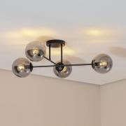 Deckenlampe Glassy, 4-flg. gekreuzt schwarz/grafit