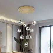 Hängeleuchte Herman, 10-flammig, goldfarben, Ø 66 cm, Glas