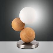 Tischleuchte Micky, holz hell/nickel, Holz, dimmbar, G9