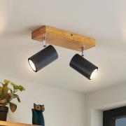 Lindby Deckenstrahler Maniva, 26cm, 2-flammig, schwarz, GU10