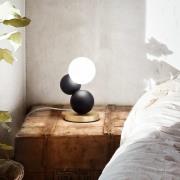 Tischleuchte Micky, schwarz/messing, Holz, dimmbar, G9