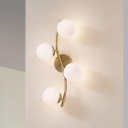 Lindby Wandleuchte Josiana, opal/messing, 48 cm, Kugel, Glas