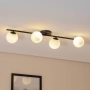 Deckenleuchte Glassy, 4-flg., linear, schwarz/opal