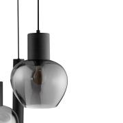 Hängelampe Ligari, schwarz/rauchgrau, Ø 68 cm, Metall/Glas