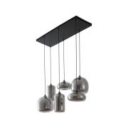 Lindby Hängeleuchte Marla, 6-flammig, Glas, rauchgrau