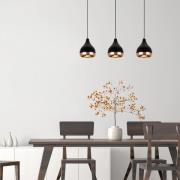 Hängeleuchte Yildo, Länge 65 cm, schwarz/kupfer, Metall