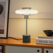 Lindby Tischlampe Branford, Retro, weiß/grün Opalglas/Marmor