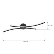 Lindby LED-Deckenleuchte Ravion, 90 cm, schwarz, 3.000 K