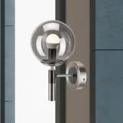 Wandleuchte Rollo, Ø 15 cm, rauchgrau, Glas/Metall