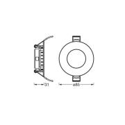 OSRAM LED-Deckeneinbauleuchte SLIM, Ø 9 cm, 6.500 K, weiß