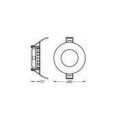 OSRAM LED-Deckeneinbauleuchte SLIM, Ø 9 cm, 3.000 K, weiß