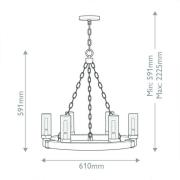 Kronleuchter Collier, 5-fl., schwarz, Stahl, Glas, E27