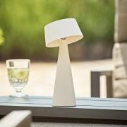 LED-Akku-Tischleuchte Solino, weiß, Solar/USB, 26 cm, IP44