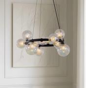 Lucande Hängeleuchte Marvi, Ø 68 cm, schwarz, Glas, Metall