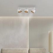 PURE LED-Deckenspot Cup, weiß, Länge 56 cm, Metall, 3-flg.