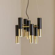 Pendelleuchte Orino, schwarz/gold, Metall, 7-flg., GU10