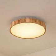 Lindby LED-Deckenleuchte Velua, weiß/holz hell, CCT, Ø 50 cm