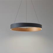 Lucande LED-Hängeleuchte Daelor, schwarz/Holz, CCT, dimmbar