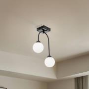 Deckenleuchte Bandi, schwarz/opal, 2-flammig, G9