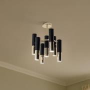 Deckenleuchte Orino, schwarz/gold, Metall, 7-flg., GU10