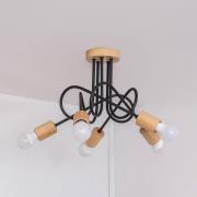 Deckenlampe Oxford, schwarz, Holz, Metall, 5-fl,, Ø 47 cm