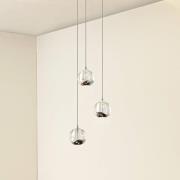 Lucande LED-Pendellampe Hayley, Ø 25 cm, 3-flg., chrom, Glas