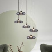 SCHÖNER WOHNEN LED-Hängelampe Posh 5-fl., Rauchglas, 3.000 K