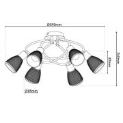 Deckenleuchte Lindita, 6-flammig, Glas, rauchgrau, E14