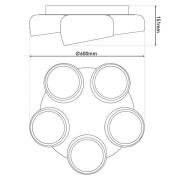 LED-Deckenlampe Eliora, 5-fl., weiß, CCT, Fernbedienung