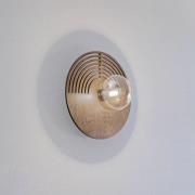 Wandleuchte Lunar, weiß/holzfarben, Ø 30 cm, G9