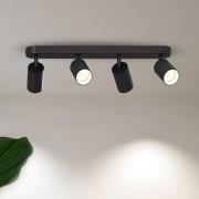 Calex GU10-Deckenspot, schwarz, Länge 49 cm, 4-flg., Metall