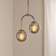 Hängeleuchte Portemo, rauchgrau/nickel, Ø 37 cm, 2-flg. Glas