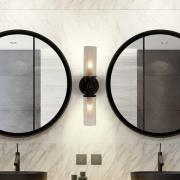 Wandleuchte Imperial, schwarz, 2-flammig, Stahl, Glas, IP44