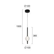 LED-Hängelampe Abeona, Ø 10 cm, schwarz/klar, Metall/Glas