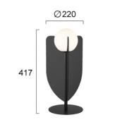 Tischlampe Fedora, Höhe 42 cm, schwarz, Metall/Glas