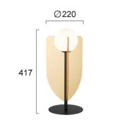 Tischlampe Fedora, Höhe 42 cm, goldfarben, Metall/Glas