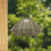 Lindby LED-Solarhängelampe Austas, grau, Ø 50 cm, USB, IP54