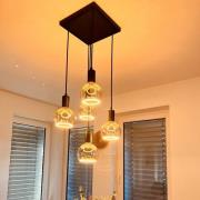 SEGULA Hängelampe Madox Square 5X Wave, schwarz, Stahl, E27