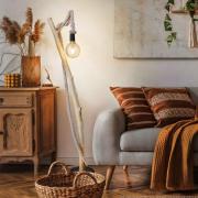 Stehleuchte Nerida, hellbraun, Holz/Hanf, Höhe 150 cm