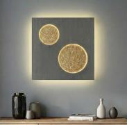 Lucande LED-Wandlampe Delin, grau/gold, 55 x 55 cm, step-dim
