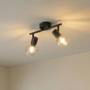 Lindby Deckenleuchte Pendura, 2-flammig, schwarz, Glas