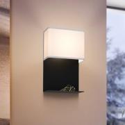 LED-Wandleuchte Galdakao mit Textil, schwarz/weiß