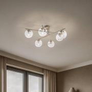 Deckenleuchte Zoe, beige, Länge 72 cm, 6-flammig, Glas, E14