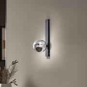 Wandleuchte Rumba, schwarz/rauchgrau, Glas/Metall Höhe 40 cm