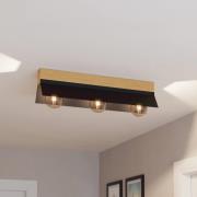 Deckenlampe Tarrafo schwarz, holz natur, 3-flammig