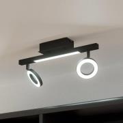 LED-Deckenspot Cardillio 2 schwarz mit zwei Ringen