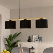 Hängelampe Castralvo, Länge 97,5 cm, schwarz, 3-flg., Stoff