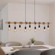 Hängeleuchte Townshend, Länge 150 cm, schwarz/holz, 9-flg.